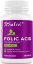 Acide folique de Safrel 400 mcg - Vitamine B9-400 Comprimés, Vitamines prénatales et postnatales essentielles pour le développement foetal, la production de globules rouges, le développement cellulaire et neural
