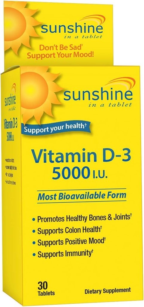 Sunshine Vitamine D-3 5 000 UI, Bons sains et forts, 30 portions
