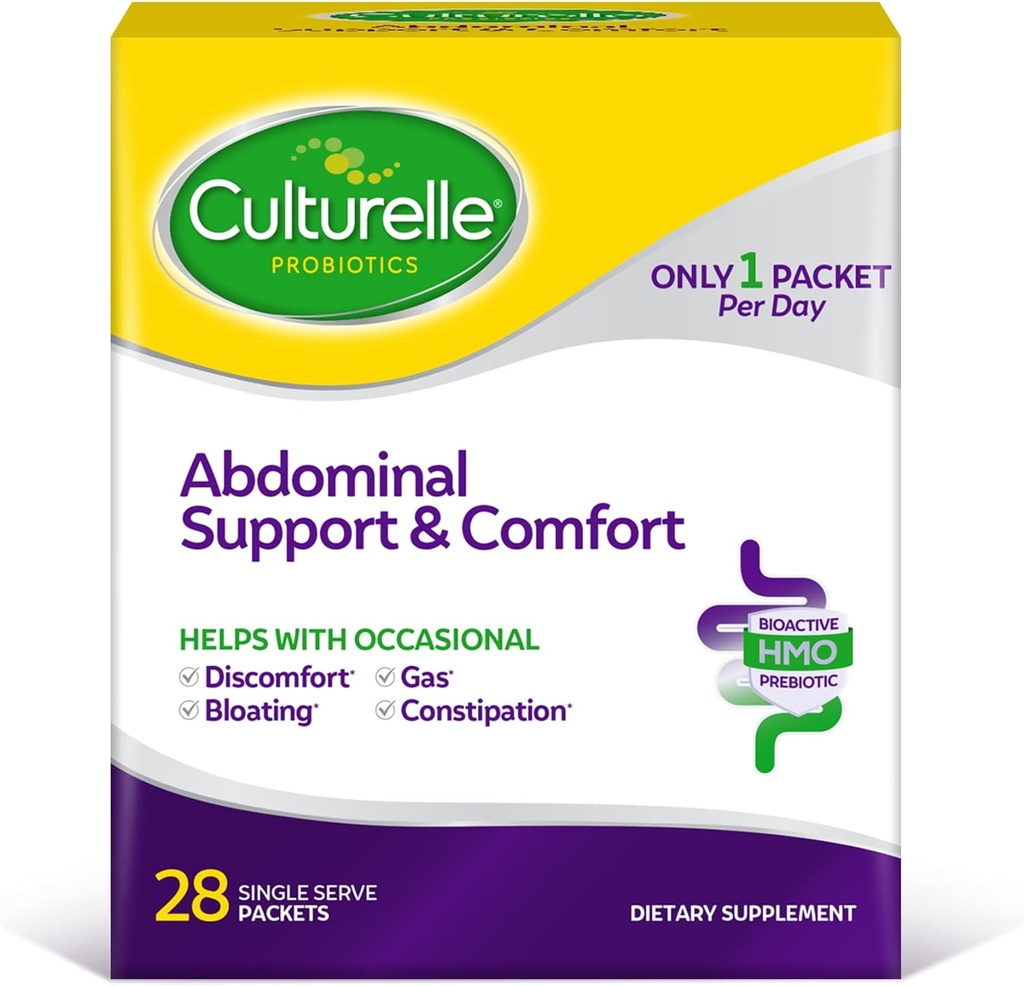 Culturelle Abdominal Support & Comfort, Approche quotidienne proactive pour promouvoir la santé des gourdes*, aide avec les questions abdominales occasionnelles, le gonflement et le gaz – 28 comte(paquet de 1)