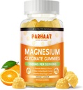Glycinat de magnésium Gommies 1000mg - Supplément de potassium de magnésium sans sucre avec vitamine D, B6, CoQ10 pour l'humeur calme et le soutien du sommeil - 60 Gommies d'orange