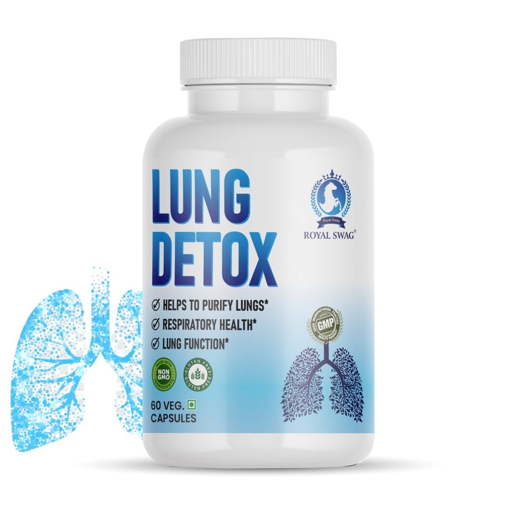 ROYAL SWAG Lung Cleanse and Detox Capsule - Supplément de soutien respiratoire naturel pour les fumeurs et les non-fumeurs Soutien de la santé pulmonaire et de la désintoxication 60 Capsule