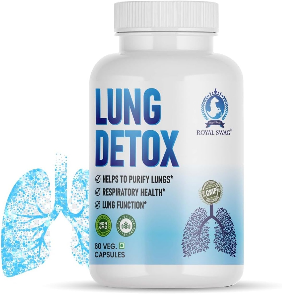 ROYAL SWAG Lung Cleanse and Detox Capsule - Supplément de soutien respiratoire naturel pour les fumeurs et les non-fumeurs Soutien de la santé pulmonaire et de la désintoxication 60 Capsule