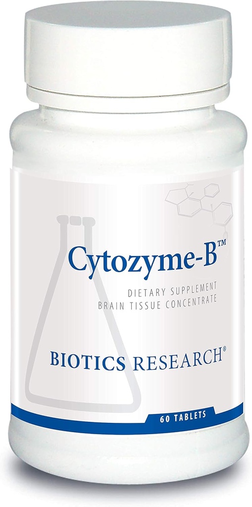 Biotics Research Cytozyme B Supports Brain Health. Raw Lamb Brain, Improves Memory, Supports Mental Clarity and Acuity, Potent Antioxidant Activity, SOD, Catalase, 60 Tablets