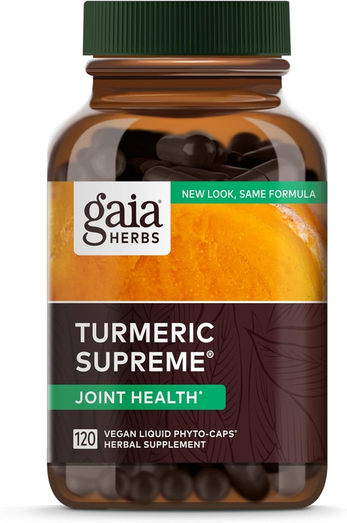 Gaia Herbs Turmeric Supreme Joint Health - Supplément de soutien conjoint - Avec Quercetin, Pepper Noir, Boswellia, Ginger Root, Curcuminoids, & Plus-120 Phytocapsules liquides (30 jours d'approvisionnement)