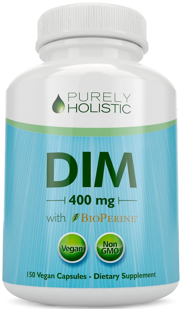 Supplément DIM 400mg Plus Biopérine - 150 Capsules Vegan - 5 mois d'approvisionnement - Hormone Balance pour les femmes et les hommes - Diindolylméthane haute résistance