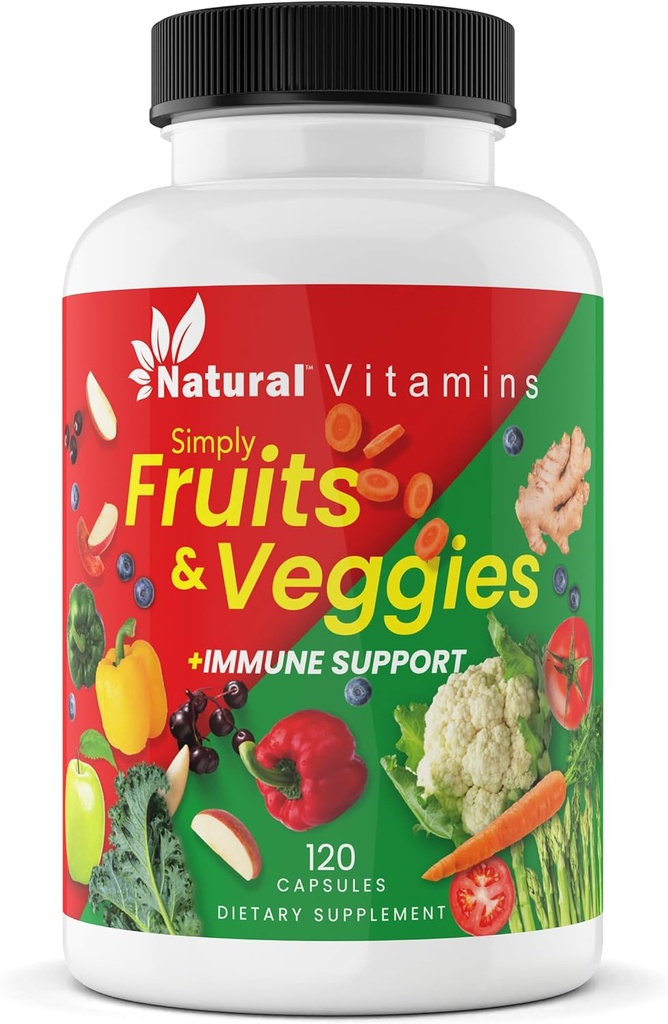 Capsules de supplément de fruits et légumes - Mélange de bien-être quotidien de grande puissance - emballé avec des vitamines essentielles, des antioxydants et des minéraux - soutient une nutrition équilibrée et une santé optimale (rouge et vert)