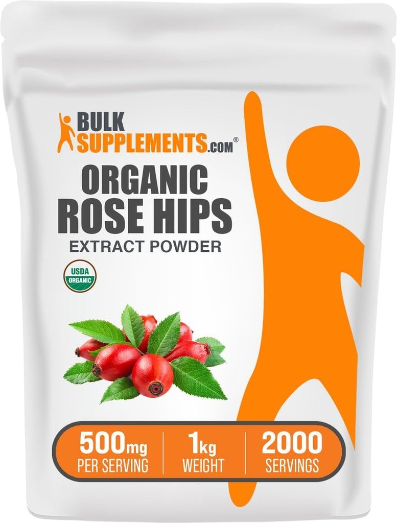 BulkSupplements.com Poudre d'extrait de rosée biologique - supplément de rosée HIPS, poudre de rosée - supplément à base de plantes, source d'antioxydants - sans gluten, 500mg par portion, 1kg (2,2 lb) (paquet de 1)