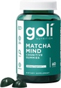 Goli Matcha Mind Gummies - 60 Comte - Le thé vert laisse de la poudre avec de la cognizine pour le focus, l'attention et la santé du cerveau, végétalien, non-OGM, sans gluten et sans gélatine.