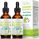2 packs Graviola gouttes liquides - 2000mg Extrait pur de sourcils mélangé avec 300mg de mousse de mer et 100mg Elderberry - Powerful Cell Support, Antioxydant-Rich, Immune-Boosting - 4 Fl Oz (120ml) bouteille
