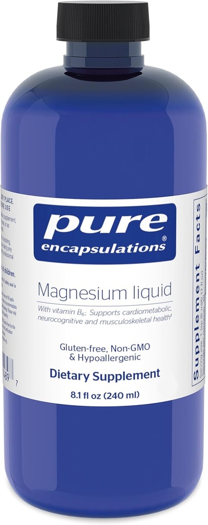 Encapsulations pures Magnésium liquide Combinaison hypoallergénique pour soutenir la santé musculo-squelettique et cardiométabolique