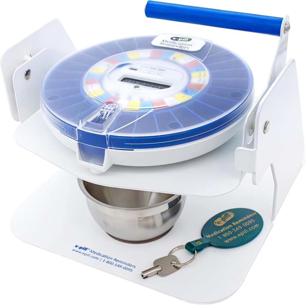 e-Pill MedTime Station Pro - Distributeur automatique de pilules verrouillé avancé - Clear Lid