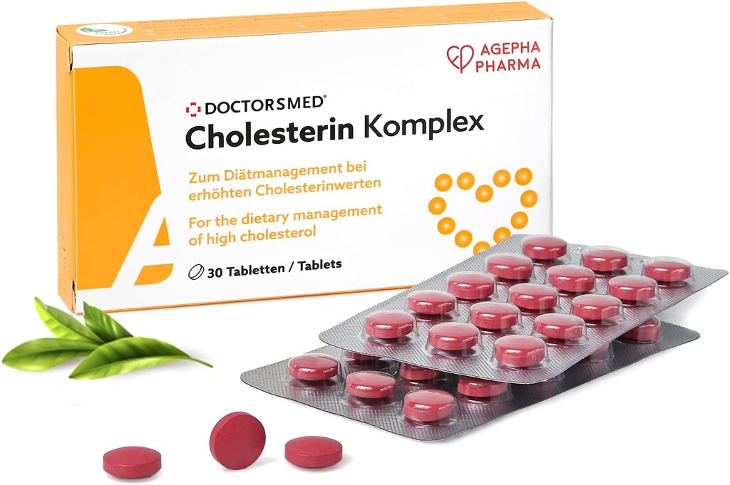 Cholesterin Komplex. 30 comprimés végétaliens. Supplément pour maintenir les niveaux de cholestérol. Extrait de riz rouge de levure avec Monacolin.