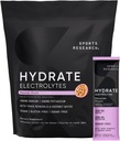 Sports Research® Hydrate Electrolytes Powder Packets - Sans sucre et naturellement aromatisé avec des vitamines, des minéraux et de l'eau de coco - Supports Hydratation - 16 Packets - Passion Fruit