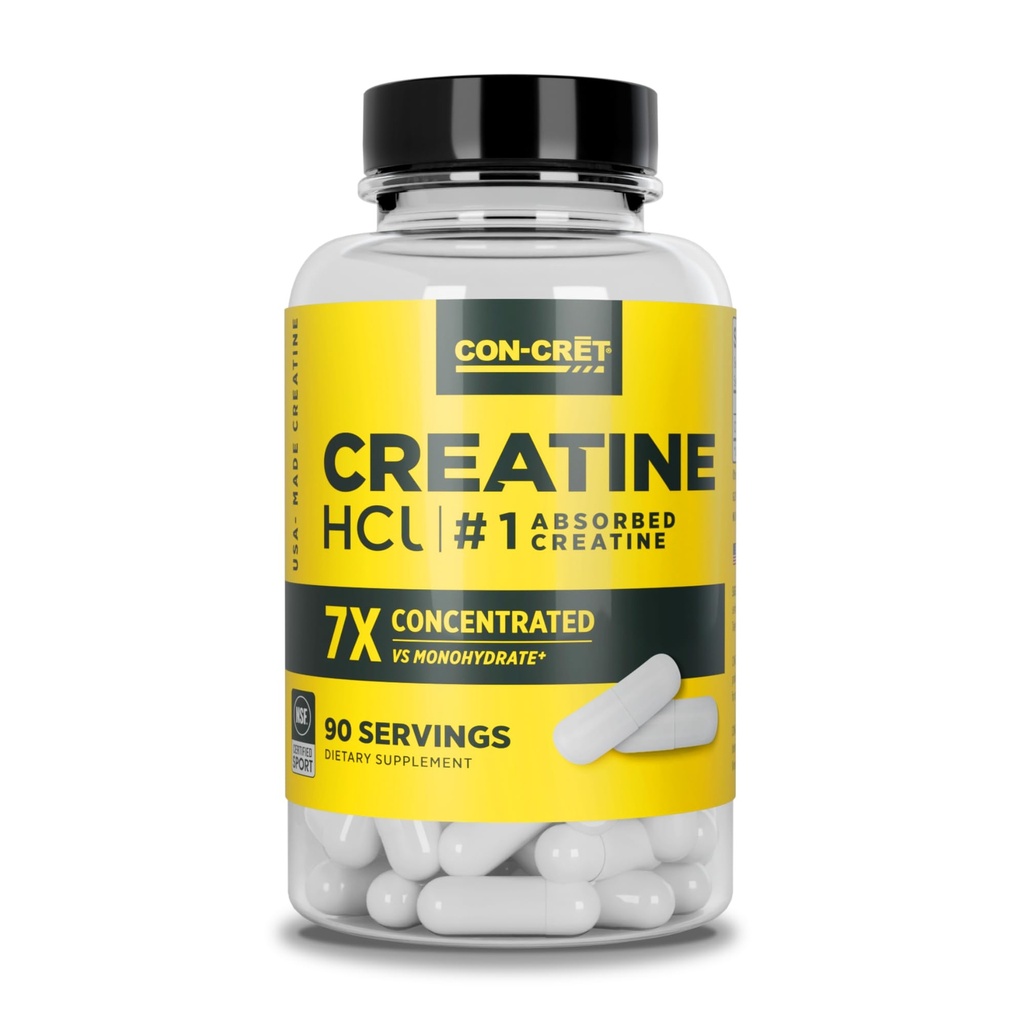 Con-CRET Creatine HCl Capsules de support d'énergie musculaire, cognitive et cellulaire