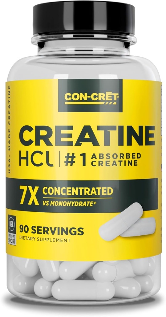 Con-CRET Creatine HCl Capsules de support d'énergie musculaire, cognitive et cellulaire