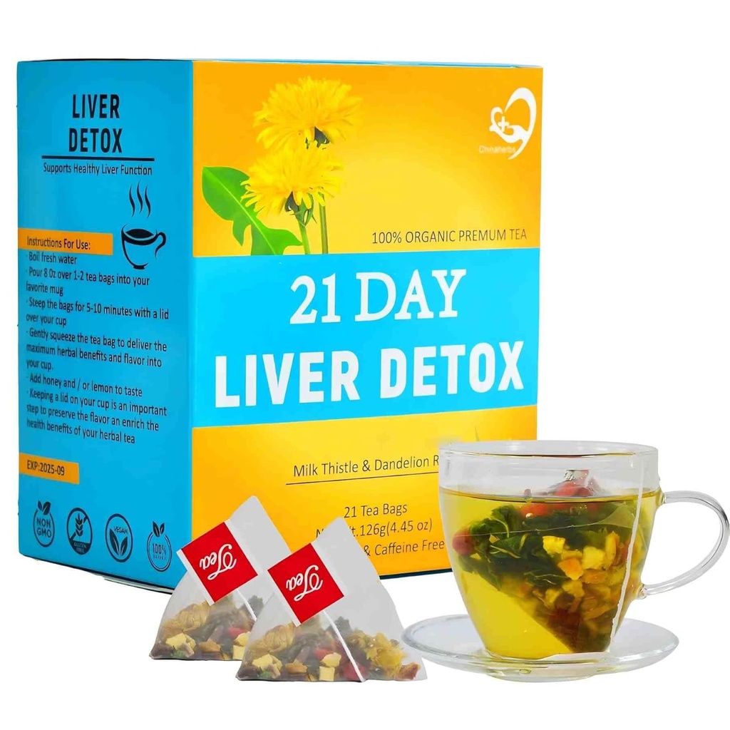 Aromlife 21 jours Lait Thistle foie Detox Tea, pour le nettoyage du foie et les soins de soutien, Thistle lait Thé avec fort contenu Thistle foie Detox de lait Thistle graines et racine de réglisse