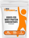 BulkSupplements.com Poudre de protéines de lactosérum - Poudre de concentré de protéines de lactosérum - Sans aromatisants et sans gluten, 30g par portion, 100g (3.5 oz) (paquet de 1)