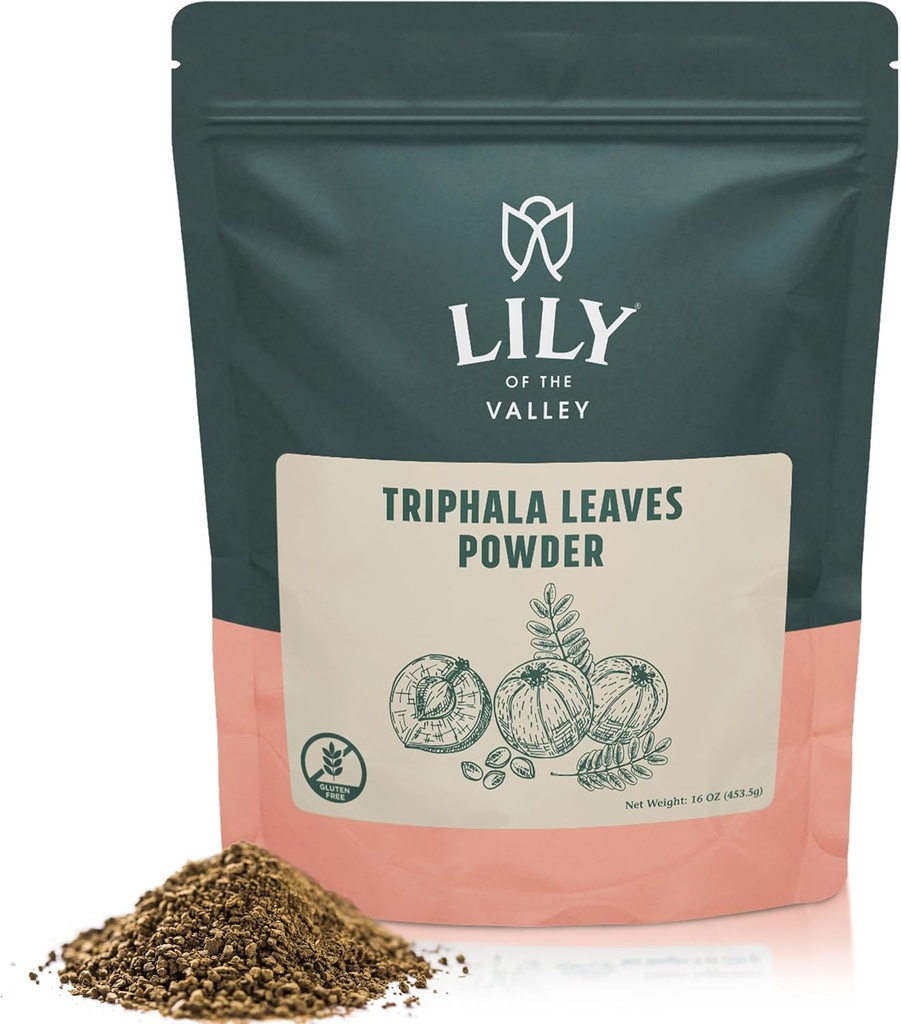 LILY OF THE VALLEY Triphala Powder - Mélange d'Amla, Haritaki & Bibhitaki - Source de l'Inde - Herbal Adaptogen Superfood - Vegan & sans gluten (16oz, 453g)- Package May Vary
