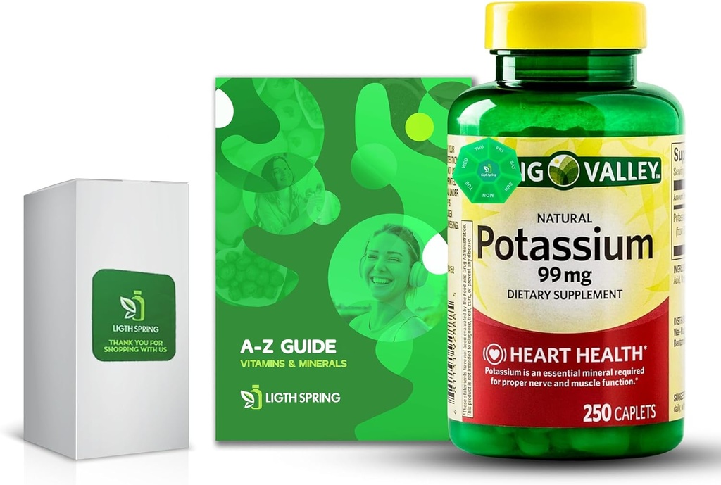 Potassium 99 mg, 250 capsules avec vitamines et minéraux exclusifs A à Z - Meilleur guide de lumière et de printemps