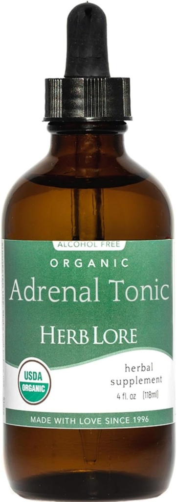 Teinture tonique biologique à base de plantes Lore - Supplément de soutien à base de plantes - gouttes adaptogènes avec Ashwagandha, Rhodiola et Eleuthero - Sans alcool - 4 Fl Oz
