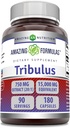 Formules étonnantes Tribulus 750 Mg Extrait 20:1Suppléments 15000 Mg Équivalent de 180 Capsules non-OGM