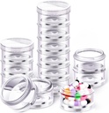 Sieral 2 Pack 7 jours Stackable Pill Organizers Round Pill Organizer Case Stackable Weekly Suppléments Vitamines Conteneurs de stockage individuels Boîtes Distributeur avec Lids pour la médecine de voyage, clair