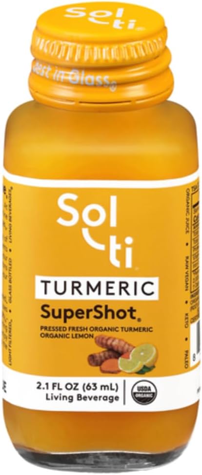 Sol-ti boisson curcuma bio SuperShot, poivre noir améliore l'absorption et la biodisponibilité de Curcumine en curcuma pour aider dans le soutien conjoint, Superfood, 12 Pack (2,1 Fl oz)
