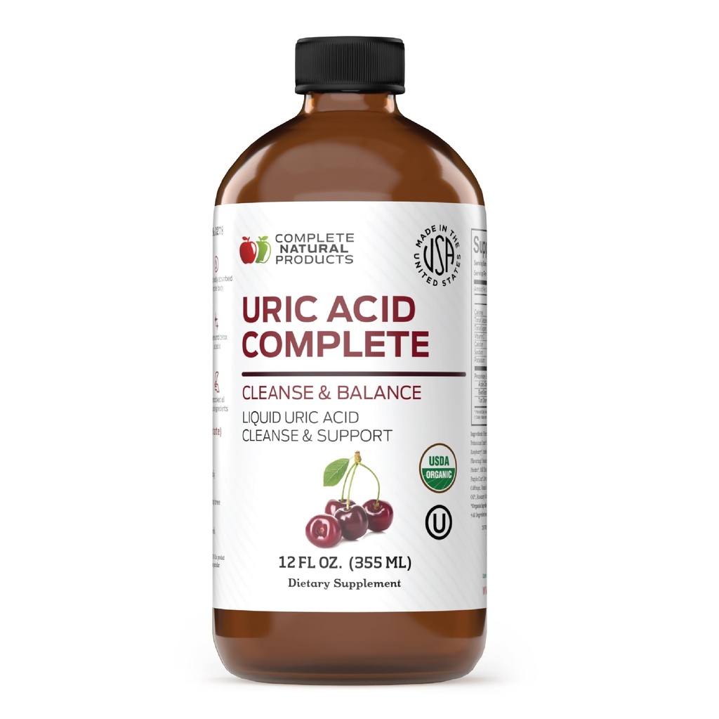 Acid Uric Acid Complet - Supplément liquide pour soutenir le nettoyage de l'acide Uric, la santé rénale et la circulation sanguine avec vinaigre de cidre de pomme, cerise de tart, racine de betterave, citron, cannelle - 12oz