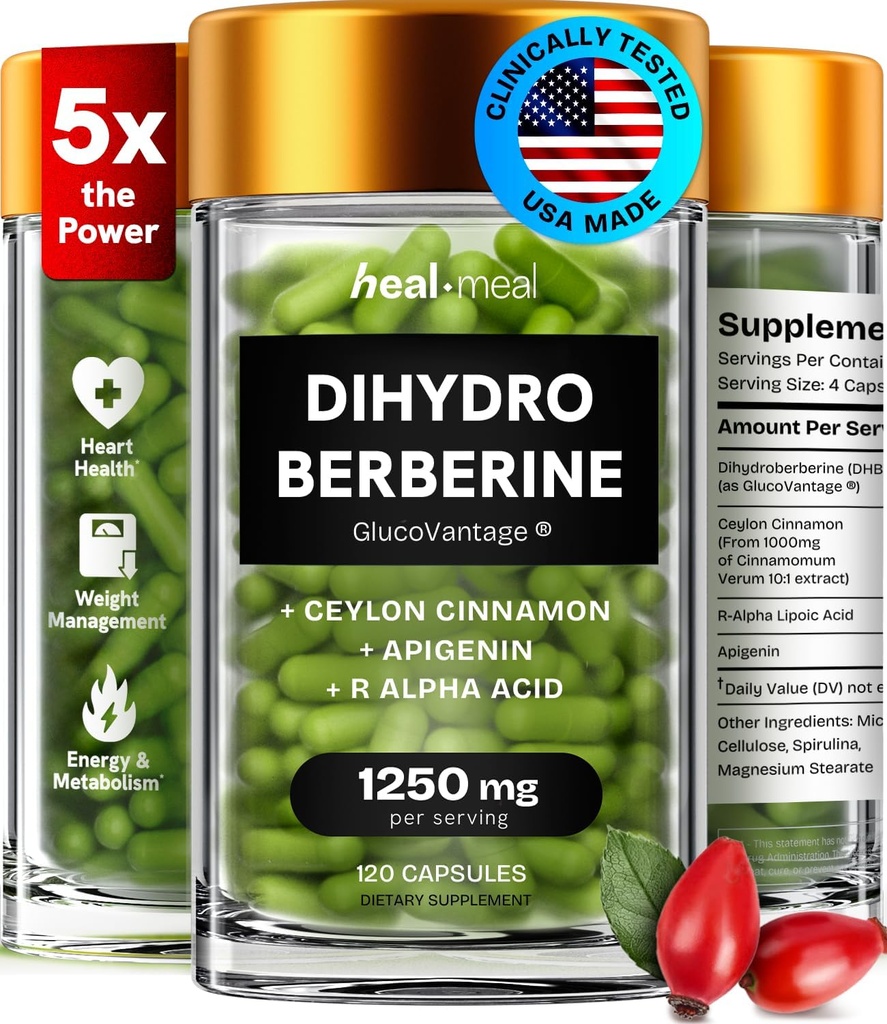 Supplément dihydroberbère - Déshydro Berbère Organique - Supplément super berbère avec Ceylan Cinnamon & R acide alpha lipoïque et apigénine - Hydroberbère 120 capsules (1 pack)
