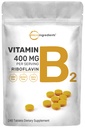 Micro-ingrédients Riboflavine Vitamine B2, 400mg par portion, 240 Mini comprimés , Supplément de vitamine B essentielle , B Vitamines pour la production d'énergie , Facile à avaler, Non-OGM