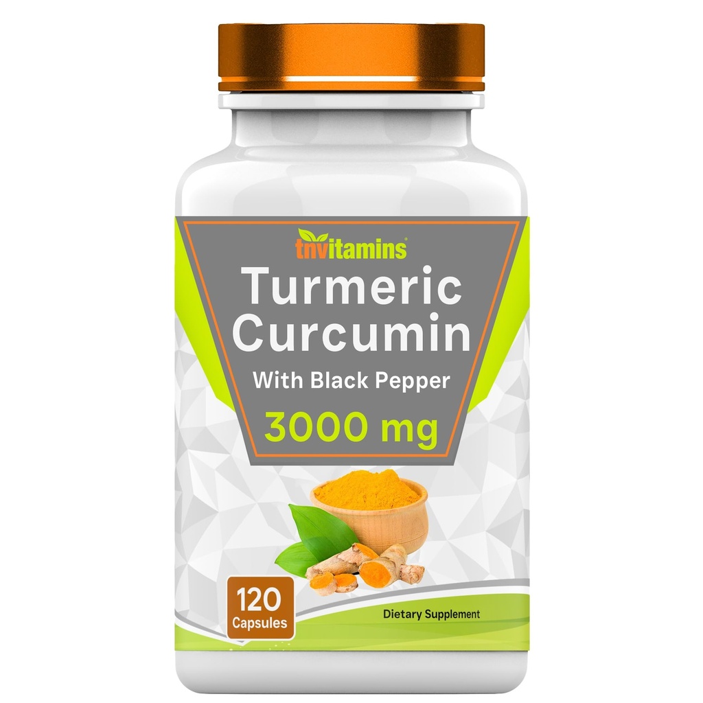 tnvitamins Curcumine curcumine gélules avec poivre noir de 3000 MG - 120 Capsules de l'Extra Strength Golden Curcumine Supplément de l'Extra Strength Turmeric Curcumine