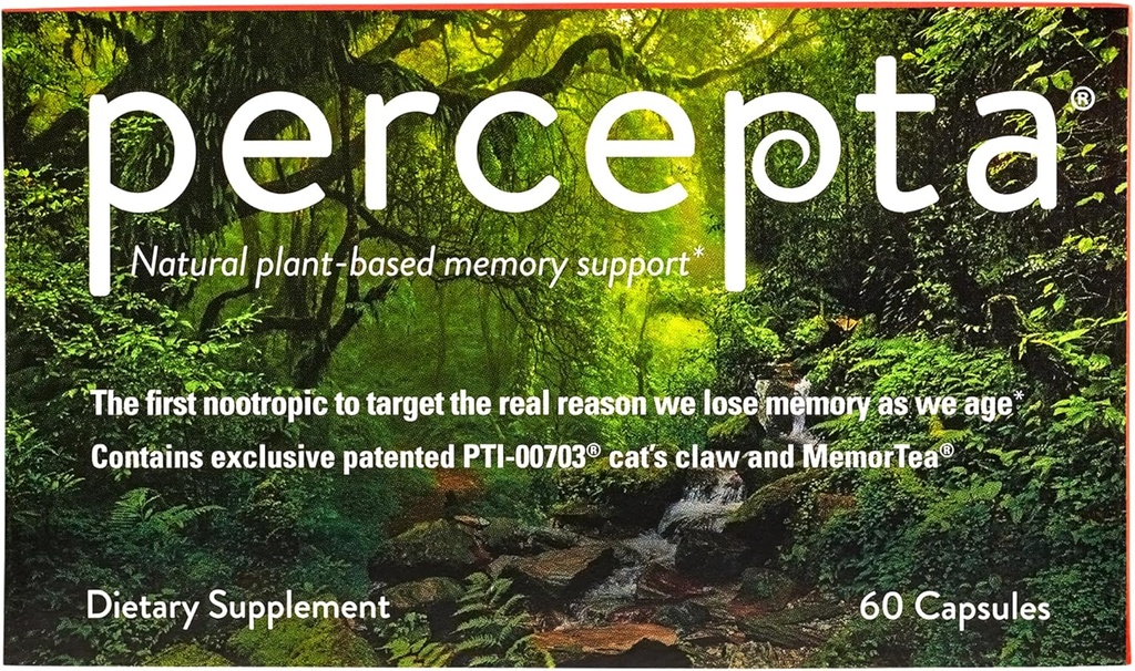 Support mémoire basé sur les plantes Percepta - Booster de cerveau naturel nootrope - Mémoire, concentration, concentration - 30 jours d'approvisionnement