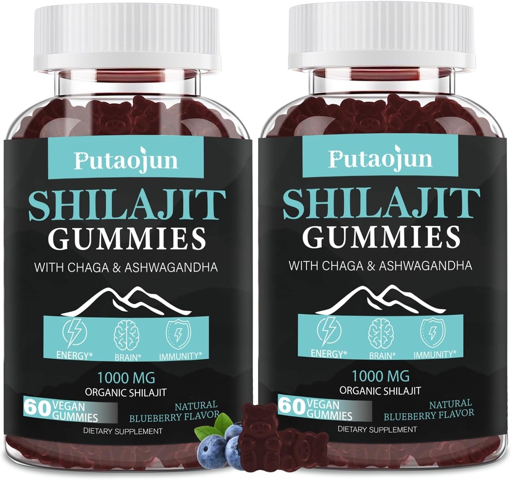 Shilajit Gummies for Man & Woman. Himalayan Gold Shilajit Gummies. 3rd Party Tested.1000mg Pure Shilajit, 200mg Ashwagandha, 200mg Chaga,100mg Ginseng,100mg Saw Palmatto, 60mg Black Seed Oil