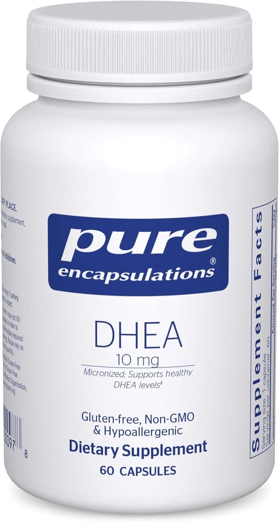 Encapsulations pures DHEA 10 mg - Supplément adrénal pour le soutien immunitaire, le métabolisme et l'équilibre hormonal - avec DHEA micronisé - 60 capsules