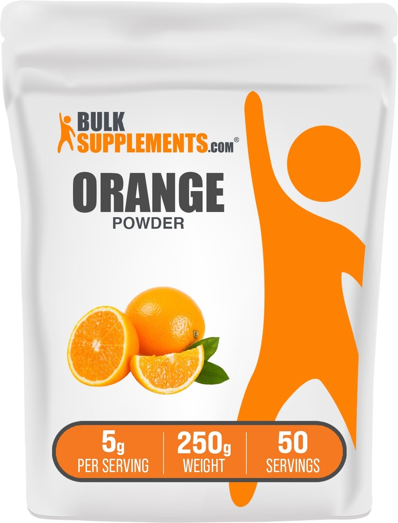 BulkSupplements.com Poudre d'orange - Poudre de fruits d'orange, aromatisant nutriment-rich - Sans gluten, 5g par portion, 250g (8,8 oz) (paquet de 1)