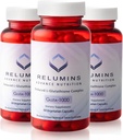 Relumins Advance Nutrition Gluta 1000 - Diminution du L-glutathion, de l'acide lipoïque alpha et du HIPS de Rose - Antioxydants pour la peau et le bien-être général - 60 gélules x 3 bouteilles (90 jours d'approvisionnement)