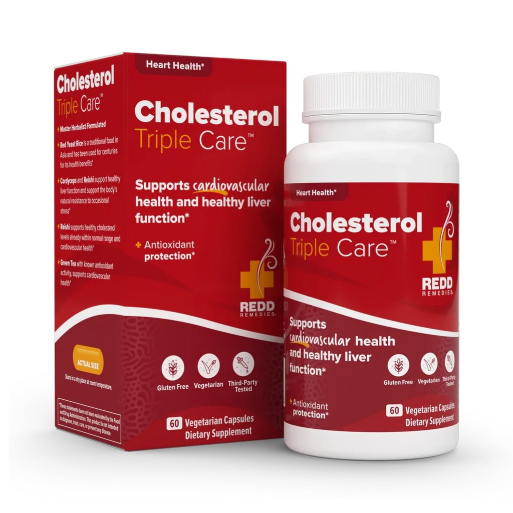 Redd Remèdes, Cholestérol triple soin, soutient les niveaux de cholestérol sain et la fonction hépatique, 60 capsules végétariennes