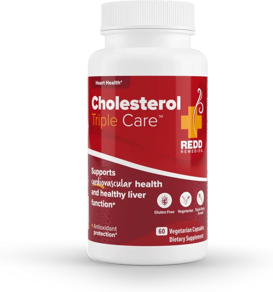 Redd Remèdes, Cholestérol triple soin, soutient les niveaux de cholestérol sain et la fonction hépatique, 60 capsules végétariennes