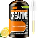 Créatine monohydratée, créatine liquide pour la masse musculaire, la force, le gluten, le booty et l'endurance - Créatine pour les femmes et les hommes avec collagène et tréhalose hydrolysés - 120 ml de chlorhydrate de créatine (arôme Lemon)