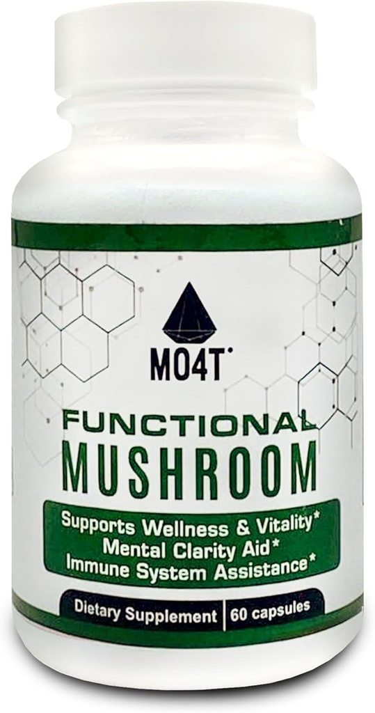 Shiitake de champignons fonctionnels, Lions Mane, Maitake, Chaga- Vitalité, Clarity & Immune Assistance - 60 Capsules
