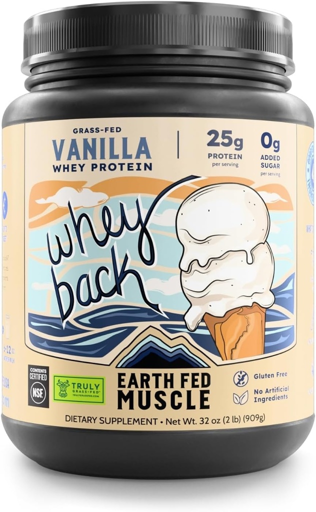 Terre Foie Muscle Whey Retour Irish Grass Fed Whey Protein Isolate - NSF-Certifié. Aucun ingrédient artificiel, sans soja, sans gluten, sans OGM et sans hormones (2 livres, 29 portions, vanille)