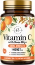 Supplément Vitamine C 1000mg - Extra Force avec Rose Hips Bioflavonoïdes - Sans sucre Vitamine C Pilules à mâcher, Vit C de la nature pour le soutien immunitaire et la protection antioxydante - 60 comprimés à mâcher
