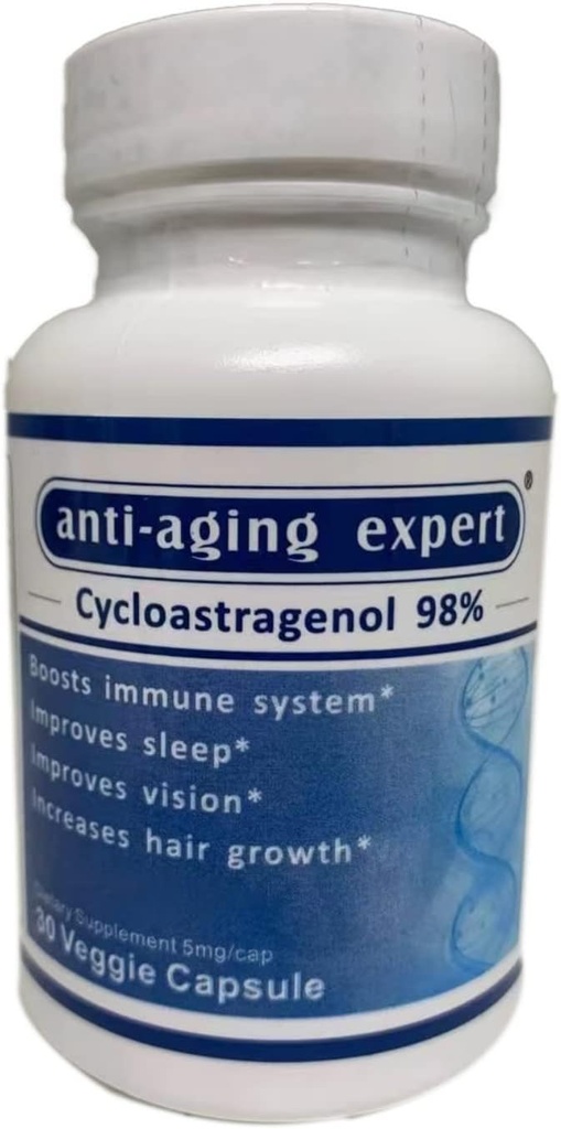 Cycloastragenol 98% Micronized Telomere Suppléments 5mg, 30 Capsules végétariennes, 1 bouteille