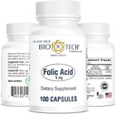 Acide folique pharmaceutique biotechnologique (5mg, 100 Nombre)