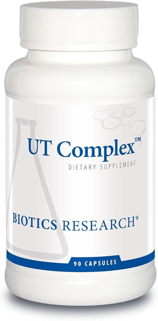 Recherche en biotique UT ComplexTM– Chrysanthème, herbe de couch, Cornsilk, extrait de Zhu Ling et de Buchu, soutien au piège urinaire, fonction rénale, santé rénale. 90 gélules.