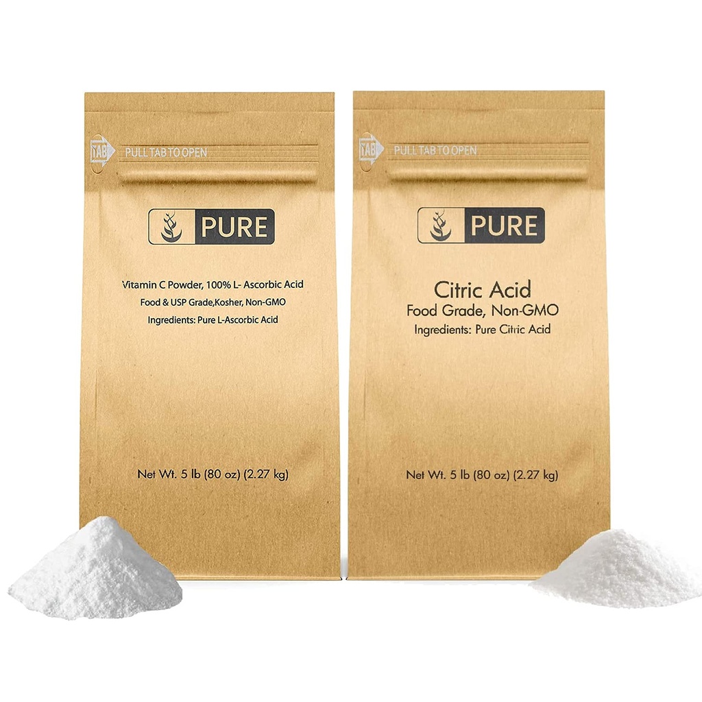 Ingrédients originaux purs Vitamine C Poudre et acide citrique Poudre