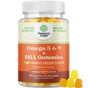 Végétarien Omega 3 Gummies pour adultes - Végétarien Omega 3 6 9 Gummies DHA pour la santé du cerveau et du coeur et le soutien conjoint - Sans Burpless Fish Supplément sans plante Hommes Femmes