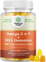 Végétarien Omega 3 Gummies pour adultes - Végétarien Omega 3 6 9 Gummies DHA pour la santé du cerveau et du coeur et le soutien conjoint - Sans Burpless Fish Supplément sans plante Hommes Femmes
