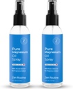 Spray d'huile de magnésium pur – 4 oz (2 packs) Bio USP Grade, Spray de magnésium topique pour pieds, crampes de jambes, gestion du poids, Aceite de Magnesio, sel naturel et minéraux anciens – Fabriqué aux États-Unis