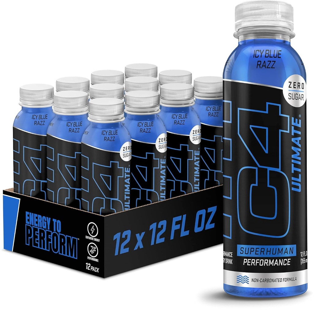 Cellucor C4 Ultimate Non-Carbonated Zero Sugar Energy Drink, Pre Workout Drink + Beta Alanine, 12 Fl Oz (paquet de 12)